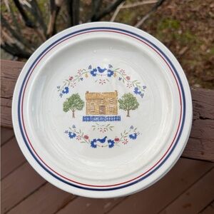 (4) Newcor Homespun (Log Cabin #5003) salad plates - 7.5 inches